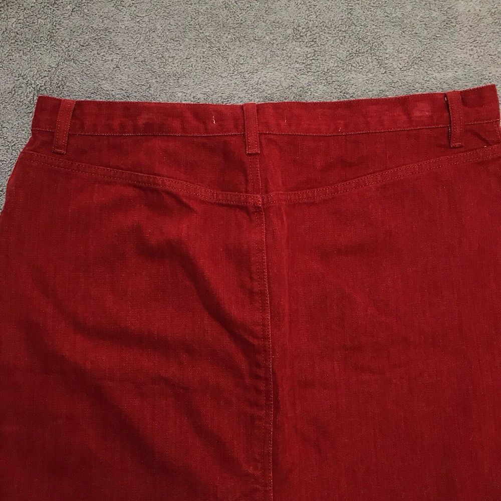 Vintage‎ Tommy Hilfiger Red Jean Skirt Women's Faux Suede 36" Waist Size 16 - Picture 11 of 14